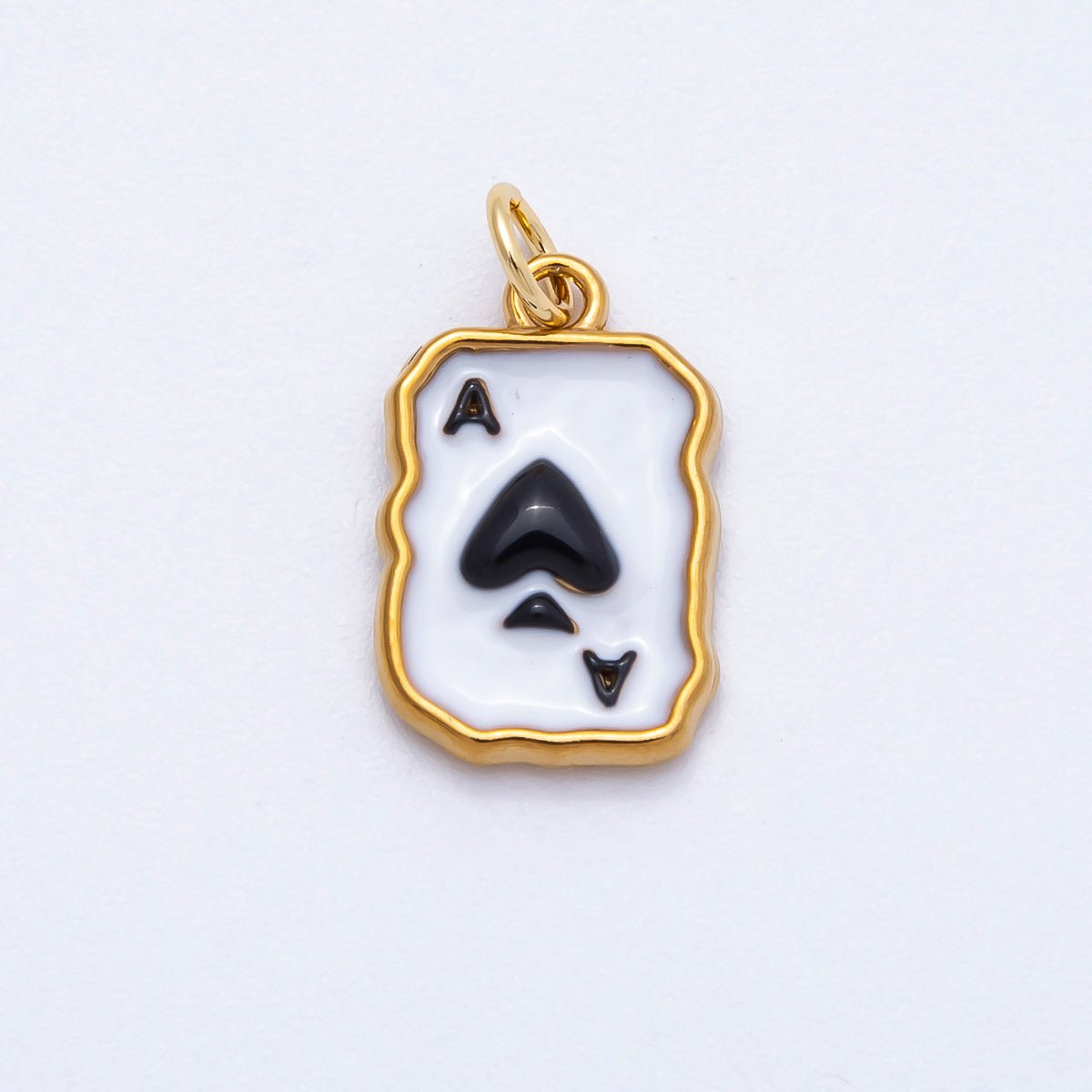 PVD Stainless Steel 17mm Black &amp; White Ace of Spades Charm | Charms-00712