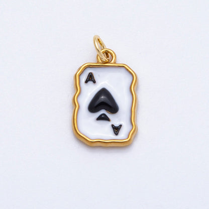 PVD Stainless Steel 17mm Black &amp; White Ace of Spades Charm | Charms-00712
