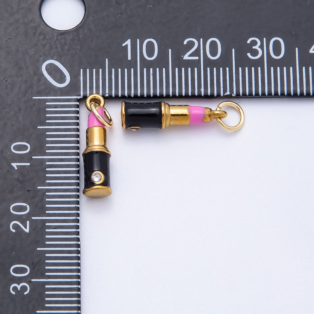 PVD Stainless Steel 17mm Pink Lipstick Enamel Charm | Charms-00715