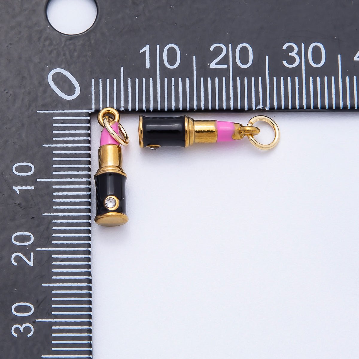 PVD Stainless Steel 17mm Pink Lipstick Enamel Charm | Charms-00715