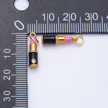 PVD Stainless Steel 17mm Pink Lipstick Enamel Charm | Charms-00715