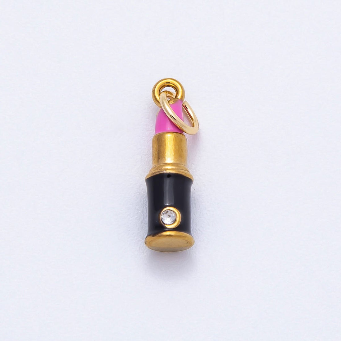 PVD Stainless Steel 17mm Pink Lipstick Enamel Charm | Charms-00715