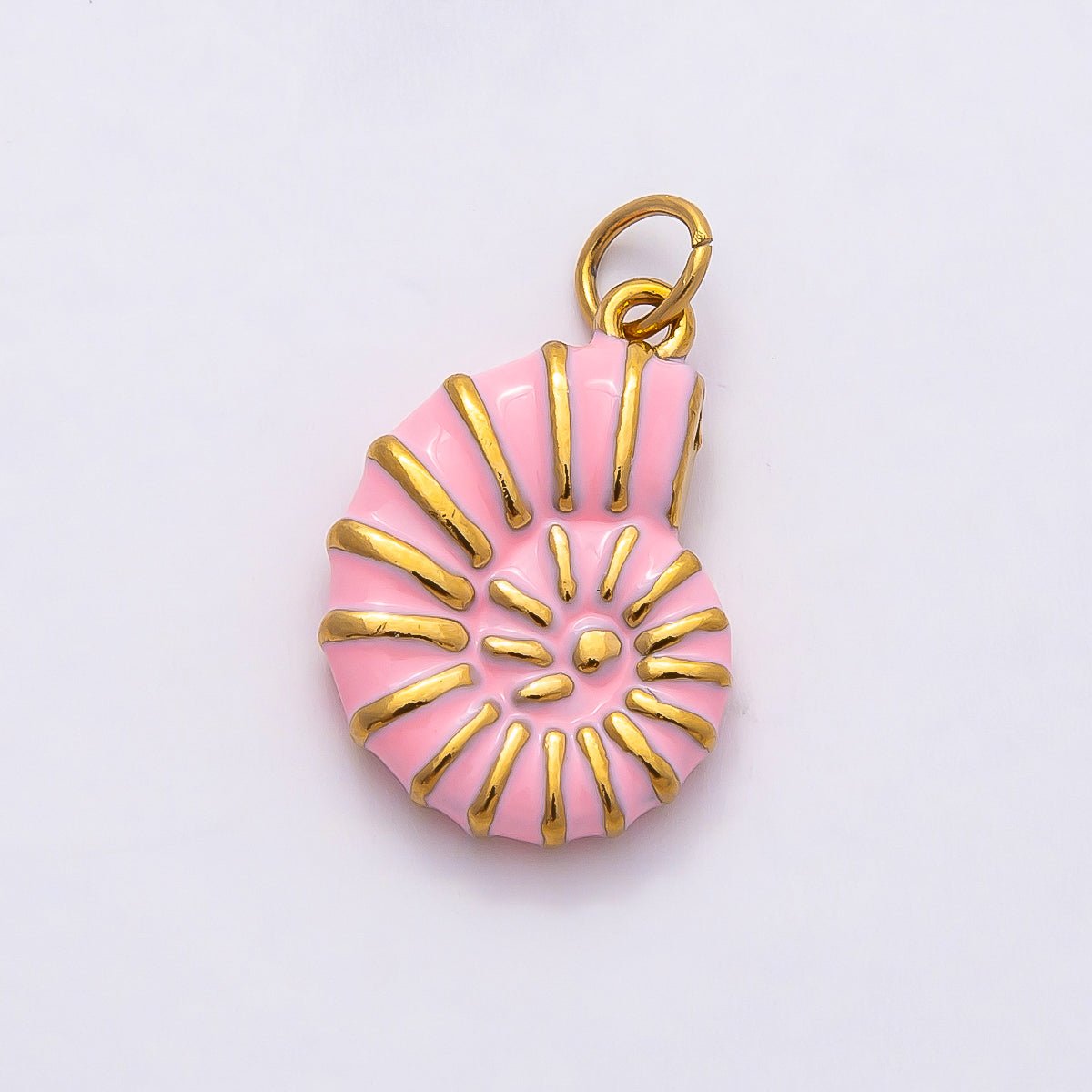 PVD Stainless Steel 19mm Pink Enamel Conch Sea Shell Charm | Charms-00798