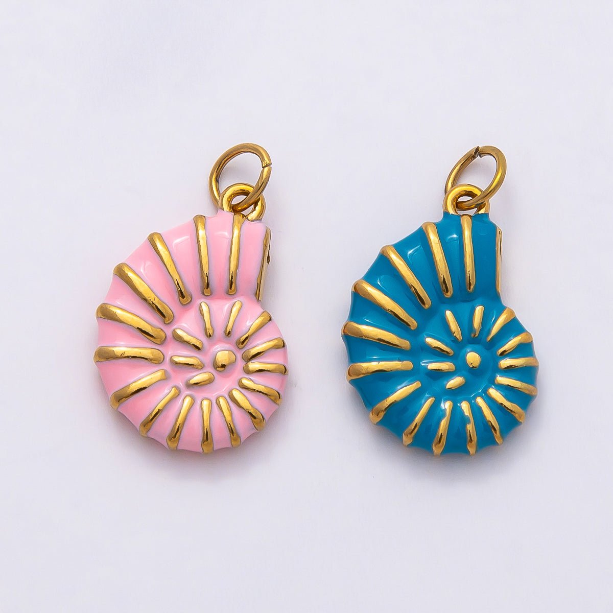 PVD Stainless Steel 19mm Pink Enamel Conch Sea Shell Charm | Charms-00798