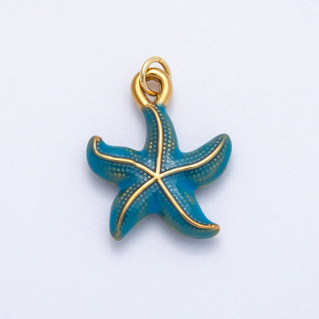 PVD Stainless Steel 22mm Blue Ocean Starfish Enamel Charm | Charms-00704