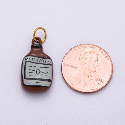 PVD Stainless Steel 22mm Brown Soda Bottle Enamel Charm | Charms-00505