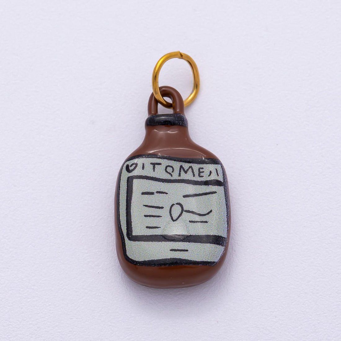 PVD Stainless Steel 22mm Brown Soda Bottle Enamel Charm | Charms-00505