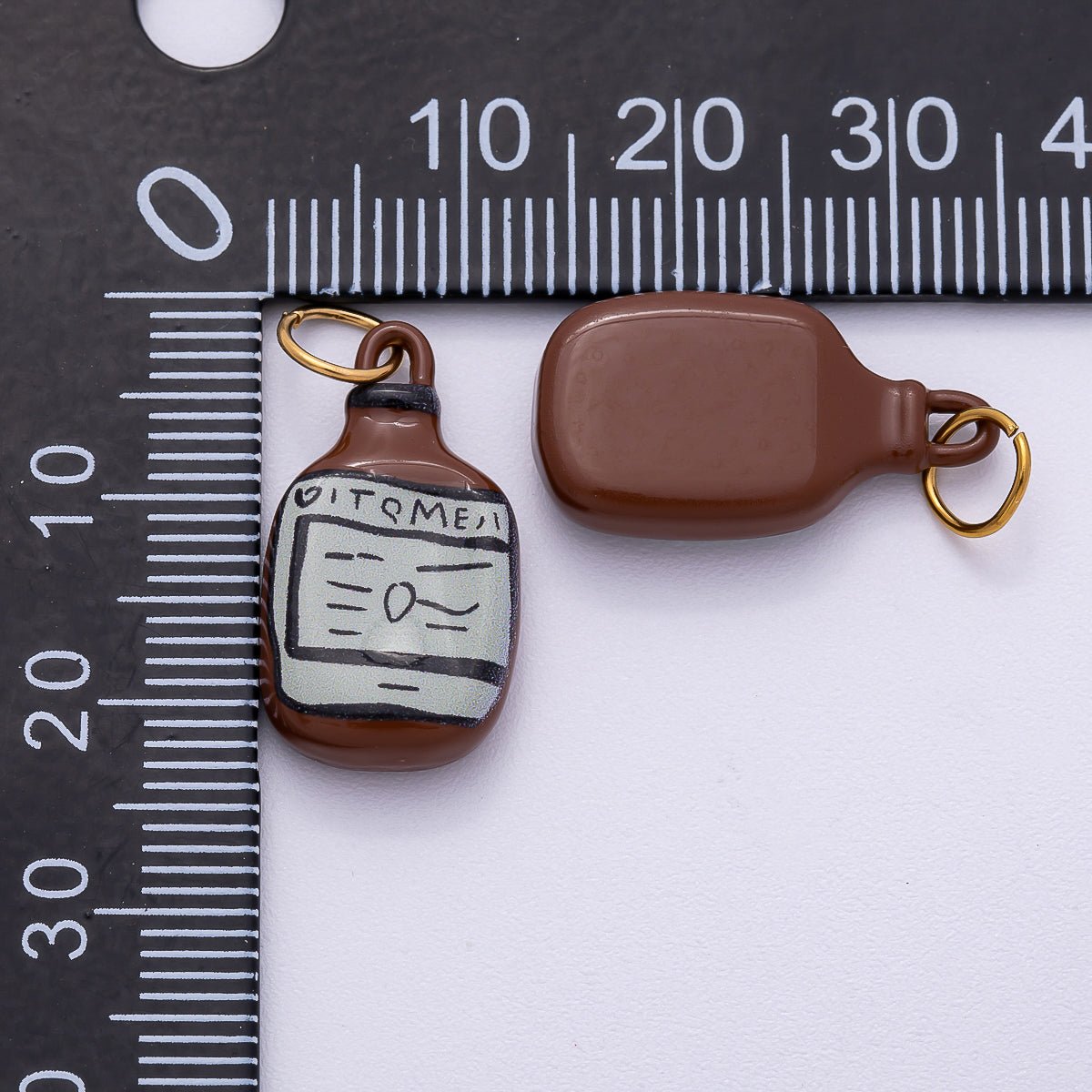 PVD Stainless Steel 22mm Brown Soda Bottle Enamel Charm | Charms-00505
