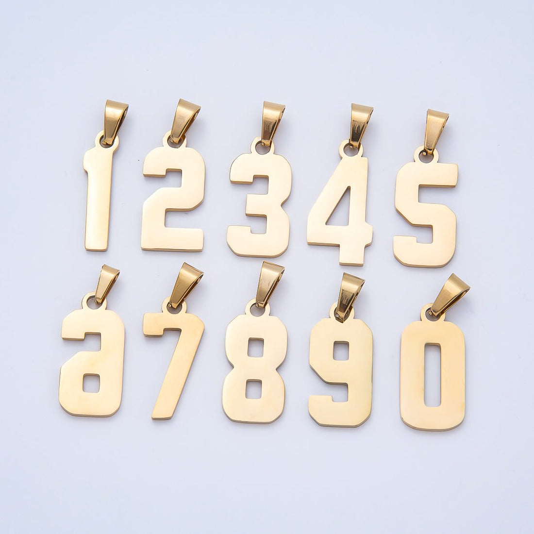 PVD Stainless Steel 23mm Sport Jersey Varsity Number Pendant | Charms-00981 ~ Charms-00990