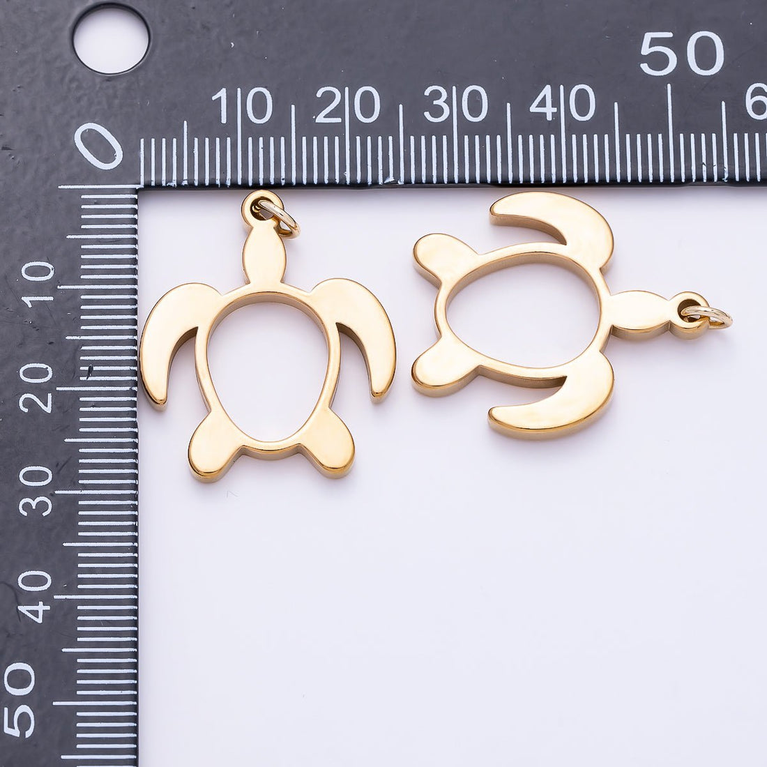 PVD Stainless Steel 27.5mm Turtle Tortoise Open Charm in Gold &amp; Silver | Charms-01434 Charms-01435