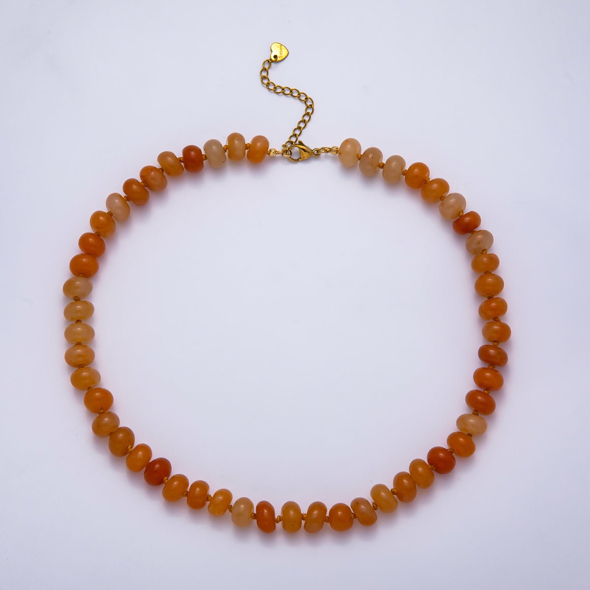 PVD Stainless Steel Natural Gemstone Rondelle Bead 17 Inch Necklace w Extender | WA-04351 - WA-04362