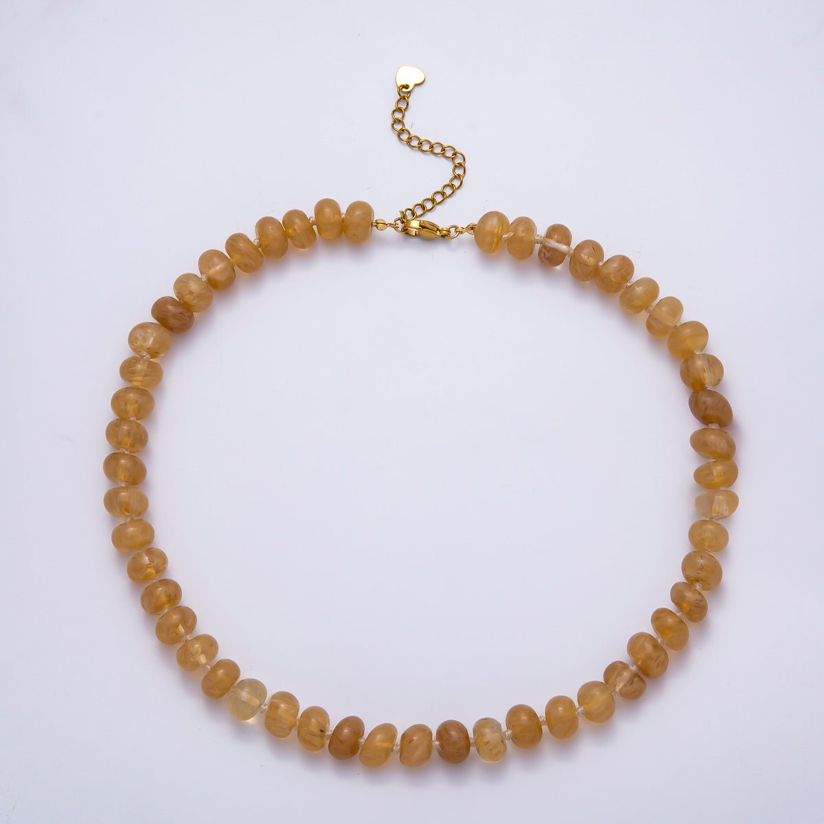 PVD Stainless Steel Natural Gemstone Rondelle Bead 17 Inch Necklace w Extender | WA-04351 - WA-04362