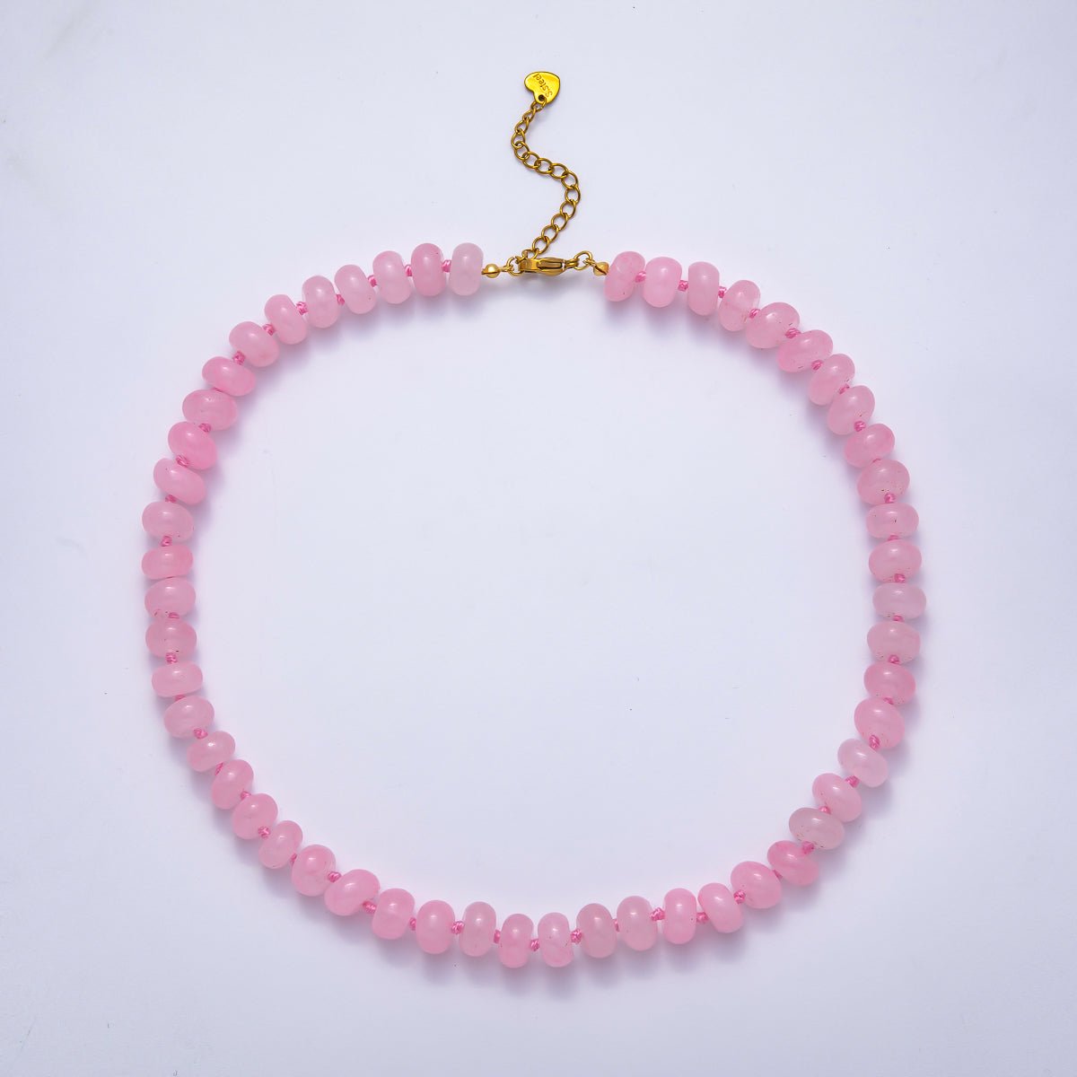 PVD Stainless Steel Natural Gemstone Rondelle Bead 17 Inch Necklace w Extender | WA-04351 - WA-04362