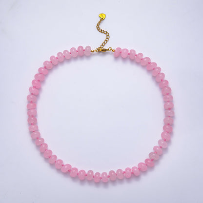 PVD Stainless Steel Natural Gemstone Rondelle Bead 17 Inch Necklace w Extender | WA-04351 - WA-04362