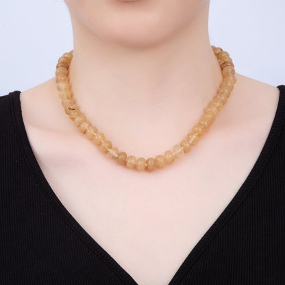 PVD Stainless Steel Natural Gemstone Rondelle Bead 17 Inch Necklace w Extender | WA-04351 - WA-04362