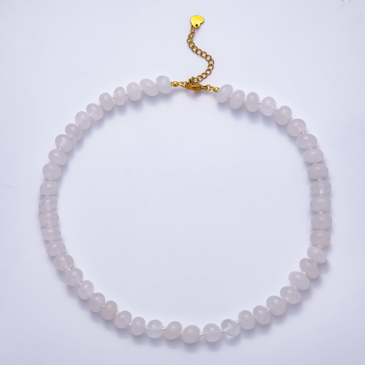 PVD Stainless Steel Natural Gemstone Rondelle Bead 17 Inch Necklace w Extender | WA-04351 - WA-04362