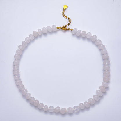 PVD Stainless Steel Natural Gemstone Rondelle Bead 17 Inch Necklace w Extender | WA-04351 - WA-04362