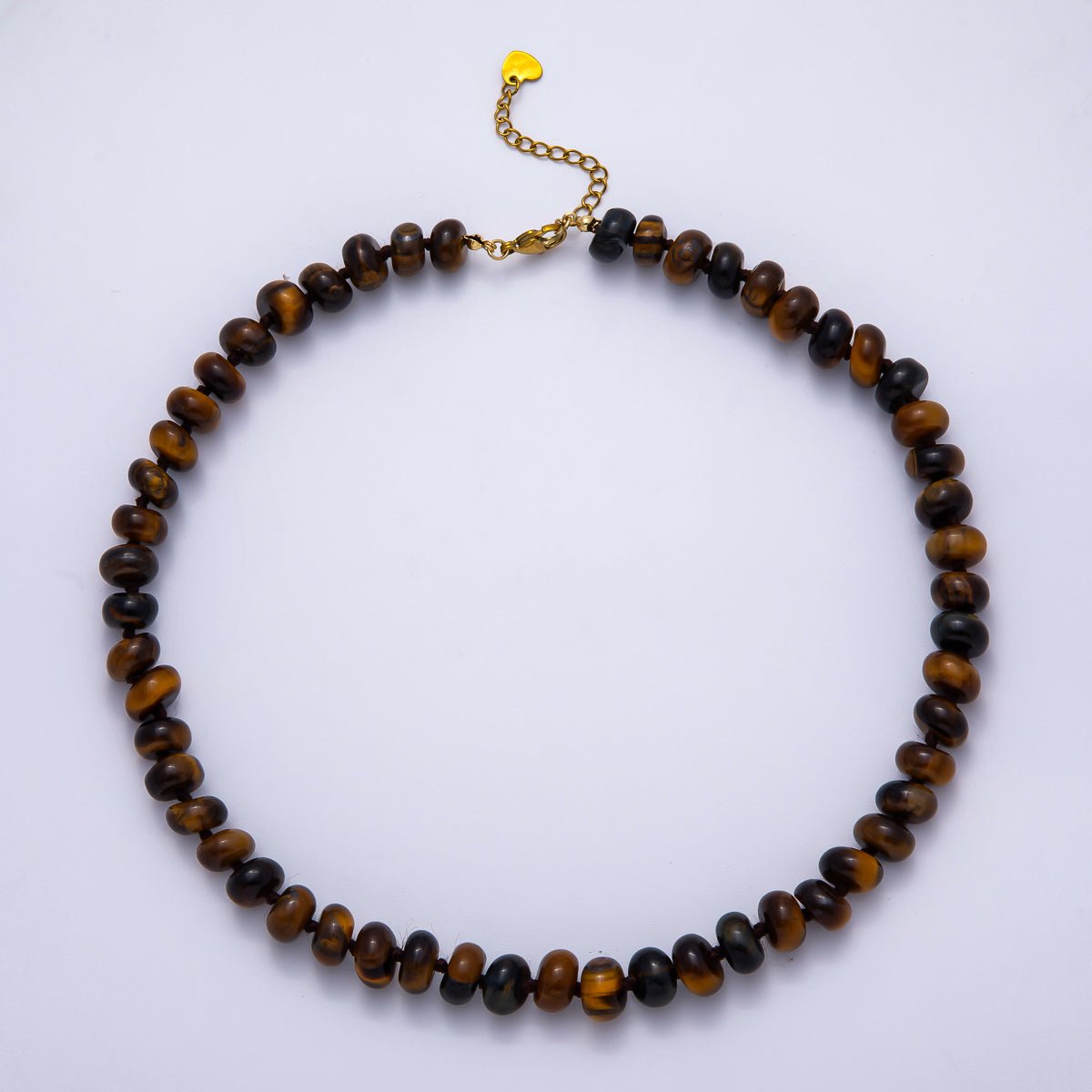 PVD Stainless Steel Natural Gemstone Rondelle Bead 17 Inch Necklace w Extender | WA-04351 - WA-04362