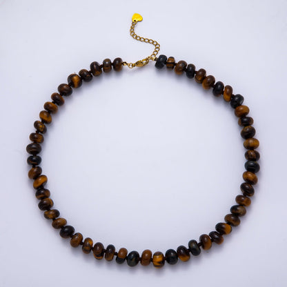 PVD Stainless Steel Natural Gemstone Rondelle Bead 17 Inch Necklace w Extender | WA-04351 - WA-04362