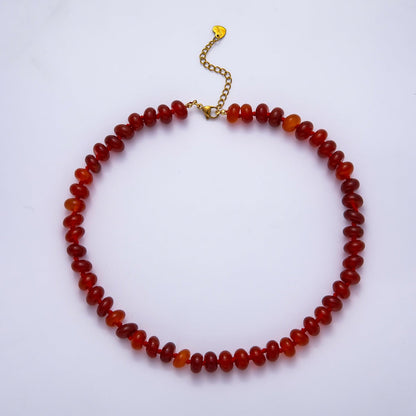 PVD Stainless Steel Natural Gemstone Rondelle Bead 17 Inch Necklace w Extender | WA-04351 - WA-04362