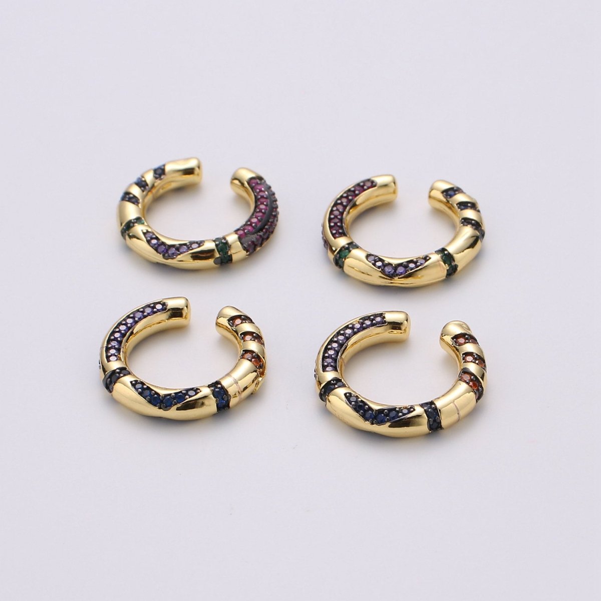 Rainbow CZ Ear Cuff, Ear Cuff No Piercing, Dainty Conch Earring , Non Pierced Ear Cuff, Gold Earcuff Conch Hoop K-596 K-597