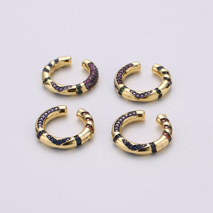Rainbow CZ Ear Cuff, Ear Cuff No Piercing, Dainty Conch Earring , Non Pierced Ear Cuff, Gold Earcuff Conch Hoop K-596 K-597