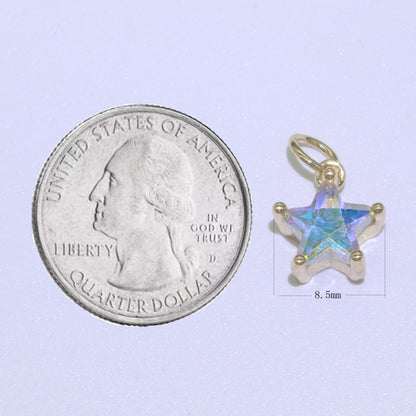 Rainbow Star CZ Pendant, Opalescent CZ Charm, Aurore Boreale Cubic Zirconia charm, Jewelry Gold Filled E-917