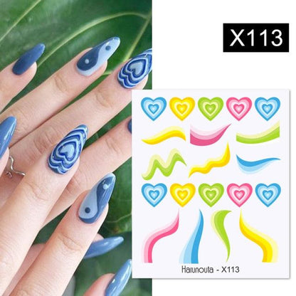 Rainbow Wave Love Heart Pattern Water Decals Stickers Butterfly Dragon Geometry Slider For Nails Art Decoration Tip Water Transfer Nail Decals Sticker For Pretty Girl Self-Adhesive Nail Decals Designer Nail Stickers for Acrylic