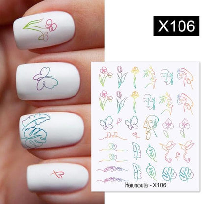 Rainbow Wave Love Heart Pattern Water Decals Stickers Butterfly Dragon Geometry Slider For Nails Art Decoration Tip Water Transfer Nail Decals Sticker For Pretty Girl Self-Adhesive Nail Decals Designer Nail Stickers for Acrylic