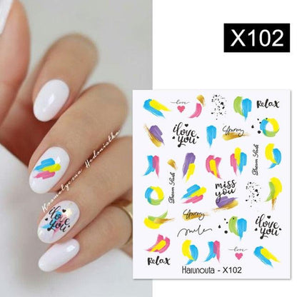 Rainbow Wave Love Heart Pattern Water Decals Stickers Butterfly Dragon Geometry Slider For Nails Art Decoration Tip Water Transfer Nail Decals Sticker For Pretty Girl Self-Adhesive Nail Decals Designer Nail Stickers for Acrylic