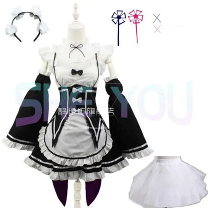 Ram Rem Cosplay Costume - Re:Zero Kara Hajimeru Isekai Seikatsu - Black Maid Outfit