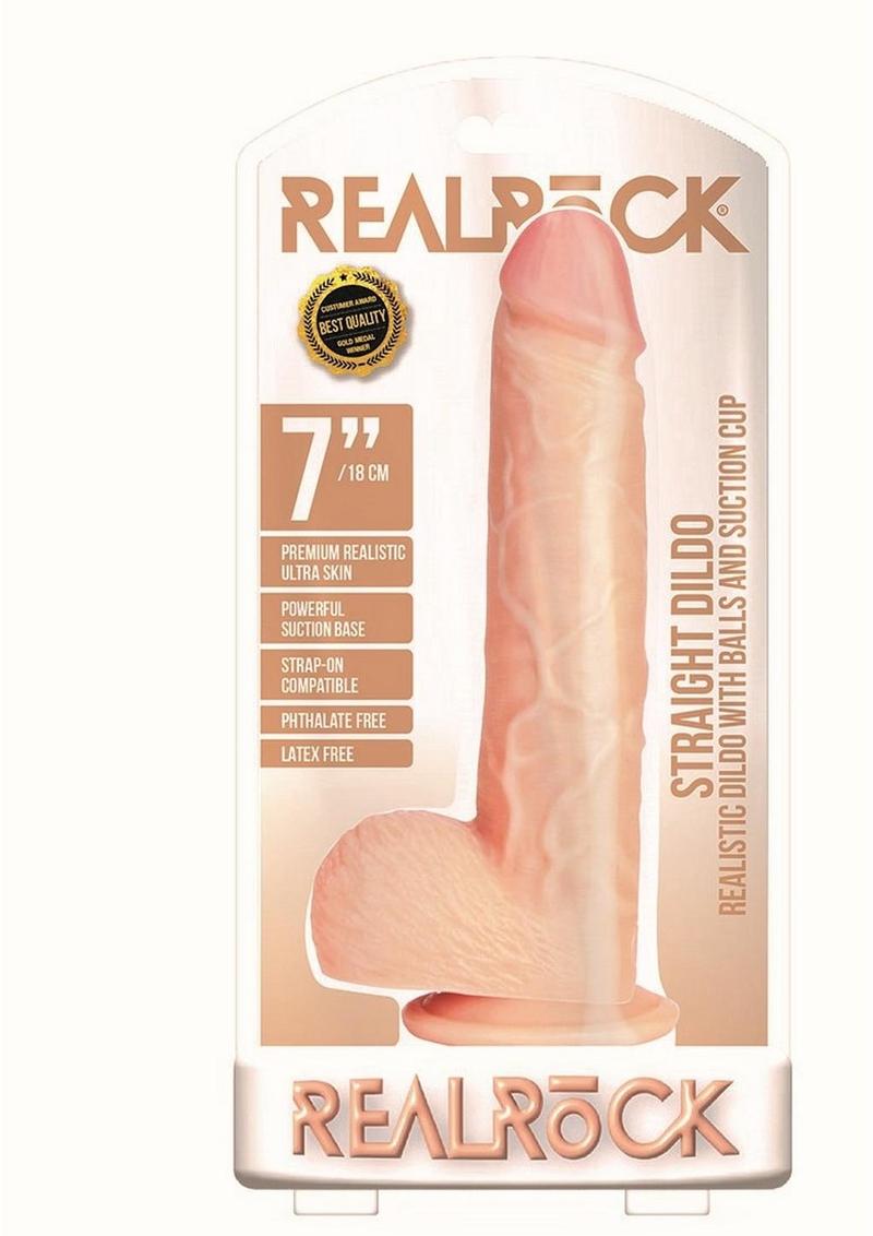 RealRock Straight Realistic Dildo with Balls And Suction Base