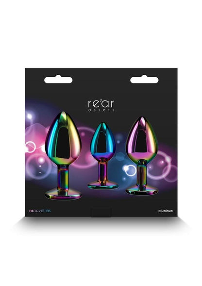 Rear Assets 3 Piece Metal Plug Kit Rainbow Aluminum with Gem Base