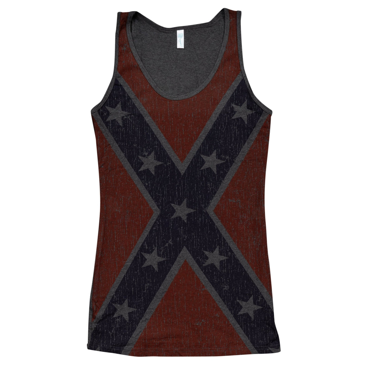Rebel Charcoal Distressed Flag Tank Top