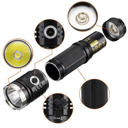 Rechargeable Adjustable  Flashlight High Lumen Powerful Waterproof Portable Cree USB LED Super Bright Flashlight Pocket Size Torch Light For Camping Hiking Riding