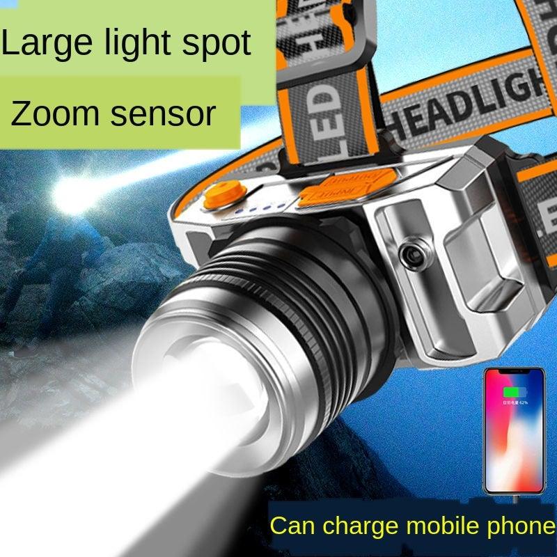 Rechargeable Adjustable LED Headlight Strong Light Zoomable Long-distance Waterproof Super Bright Head-mounted Led Headlamp For Hiking Night Fishing Outdoor Miner&