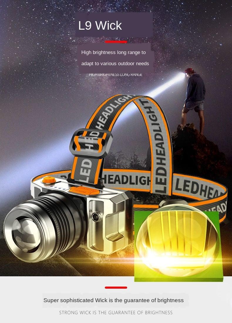 Rechargeable Adjustable LED Headlight Strong Light Zoomable Long-distance Waterproof Super Bright Head-mounted Led Headlamp For Hiking Night Fishing Outdoor Miner&