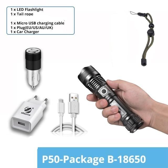 Rechargeable LED Flashlights Waterproof Hnadheld Super Bright High Lumens  Zoomable Powerful Lamp Bead Flashlight Torch For Outdoor &amp; Indoor Camping Running Fishing Hiking Lamp
