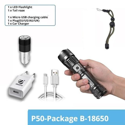 Rechargeable LED Flashlights Waterproof Hnadheld Super Bright High Lumens  Zoomable Powerful Lamp Bead Flashlight Torch For Outdoor &amp; Indoor Camping Running Fishing Hiking Lamp