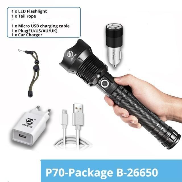 Rechargeable LED Flashlights Waterproof Hnadheld Super Bright High Lumens  Zoomable Powerful Lamp Bead Flashlight Torch For Outdoor &amp; Indoor Camping Running Fishing Hiking Lamp