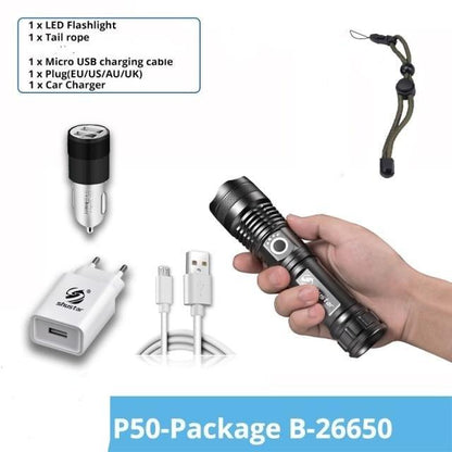 Rechargeable LED Flashlights Waterproof Hnadheld Super Bright High Lumens  Zoomable Powerful Lamp Bead Flashlight Torch For Outdoor &amp; Indoor Camping Running Fishing Hiking Lamp