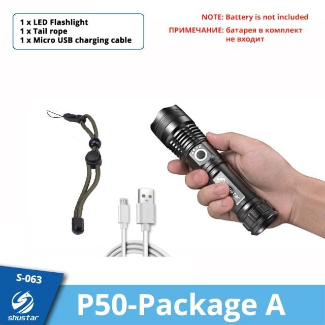 Rechargeable LED Flashlights Waterproof Hnadheld Super Bright High Lumens  Zoomable Powerful Lamp Bead Flashlight Torch For Outdoor &amp; Indoor Camping Running Fishing Hiking Lamp