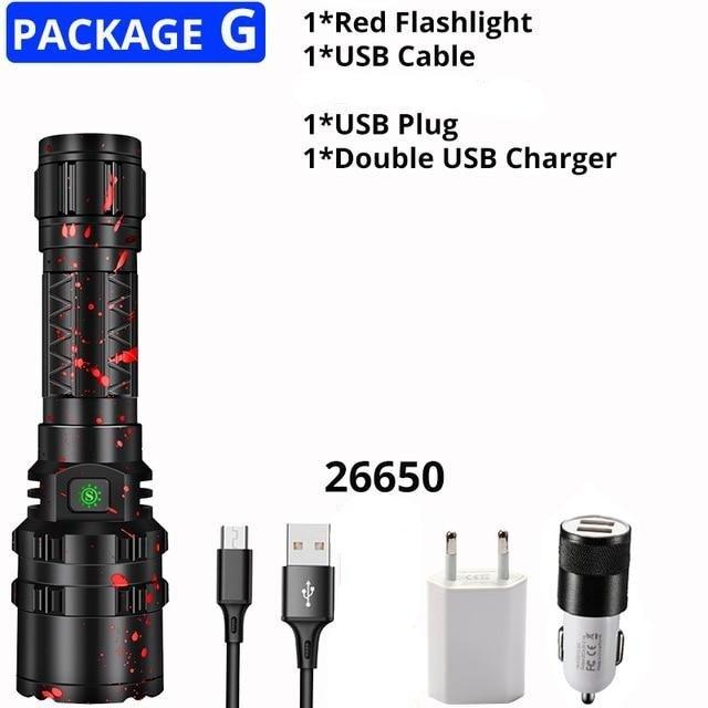 Rechargeable  LED Tactical Flashlights Waterproof Powerful High Lumen Super  Bright Power LED Aluminum Flashlight For Hiking Outdoor Camping Fishing Jogging Running HouseholdPowerful Light