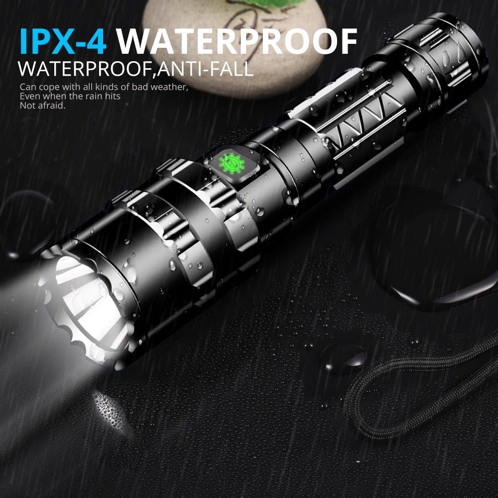 Rechargeable  LED Tactical Flashlights Waterproof Powerful High Lumen Super  Bright Power LED Aluminum Flashlight For Hiking Outdoor Camping Fishing Jogging Running HouseholdPowerful Light