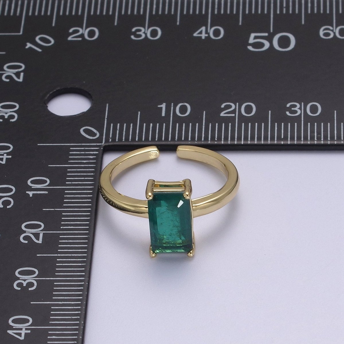 Rectangle Cut Cubic Zirconia Birthstone Ring | Rectangle Shape Cz Birthday Gift Ring Open Adjustable Jewelry S-405 ~ S-416