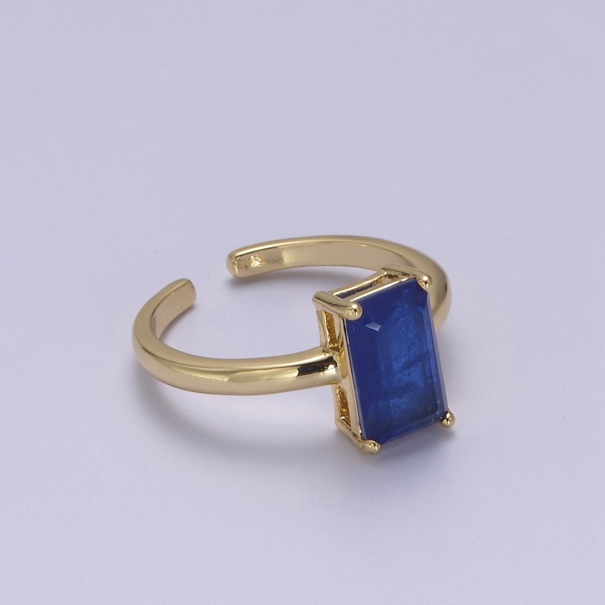 Rectangle Cut Cubic Zirconia Birthstone Ring | Rectangle Shape Cz Birthday Gift Ring Open Adjustable Jewelry S-405 ~ S-416