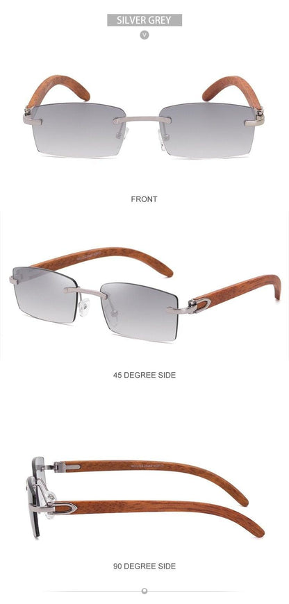Rectangle Sunglasses for Men/Women Small Rimless Square Shade Eyewear  Sunglasses For Men Super Clear Rimless Sunglasses  Classic Driving Square Sunglasses
