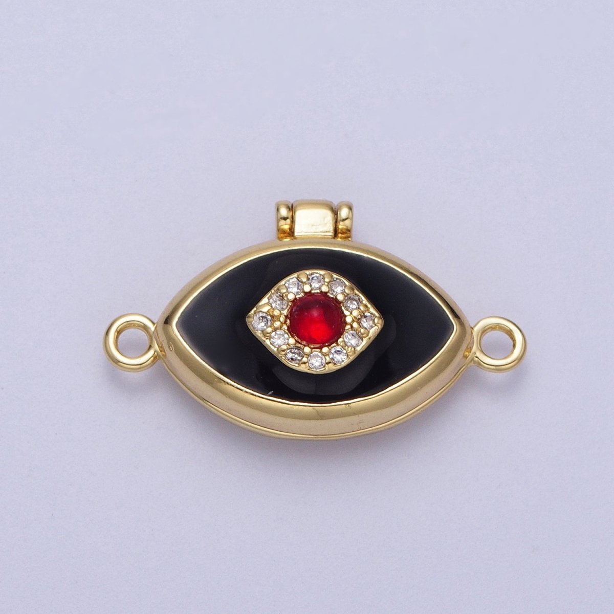 Red Evil Eyed Black, White Locket Link Connector | Y-645 Y-646