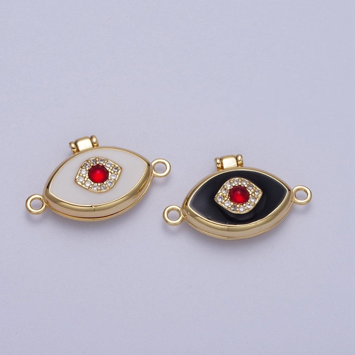 Red Evil Eyed Black, White Locket Link Connector | Y-645 Y-646