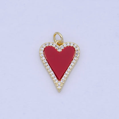 Red Heart Charm Carnelian Heart Pendant with CZ Stone in 24k Gold Filled AG-087
